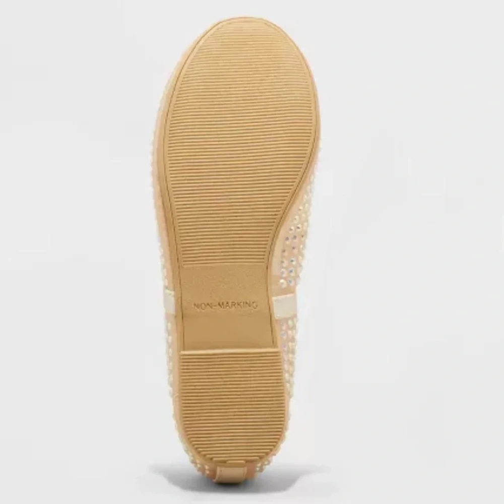 Kids' Faye Mesh Ballet Flats - art class™ Beige- with rhinestones